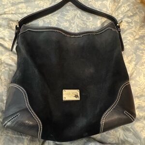 MICHAEL Michael Kors Black Suede and Leather Hobo Bag